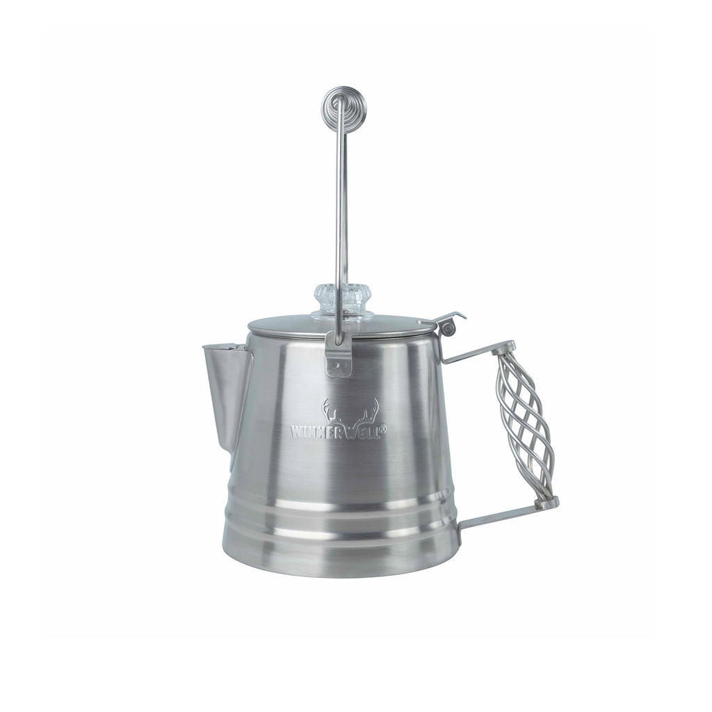 Old-fashioned stove top coffee percolator. Stainless 9 or 12 Cup